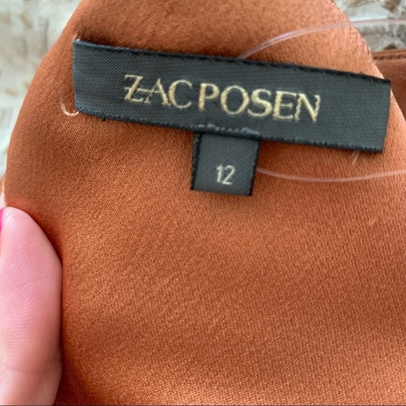 Zac Posen Open Back Evening Gown SZ 12 NWOT Copper Caramel Mermaid Flutter - Picture 11 of 11
